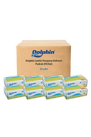 Dolphin Beyaz Lateks Eldiven Pudralı L 100 Adet x 20 Paket - Koli