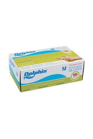 Dolphin Beyaz Lateks Eldiven Pudralı M 100 Adet