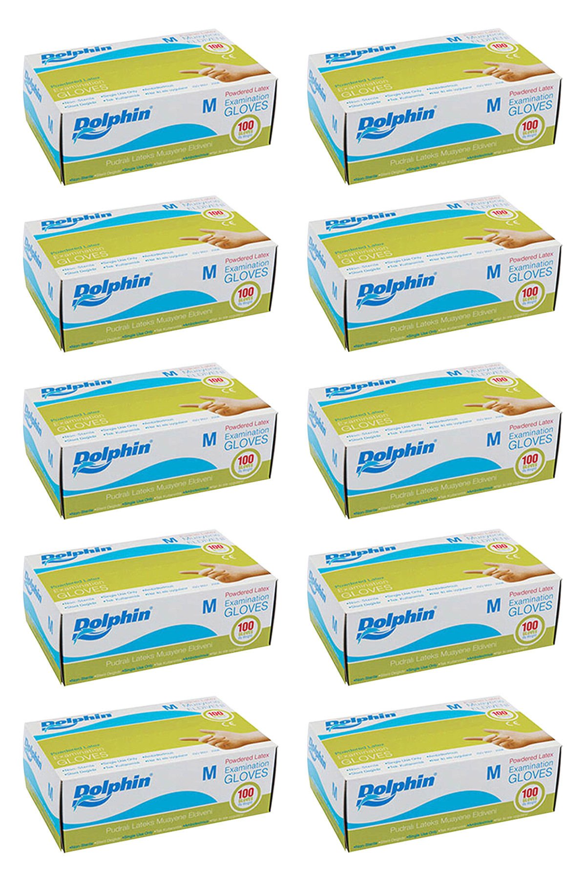 Dolphin Beyaz Lateks Eldiven Pudralı M 100 Adet x 10 Paket