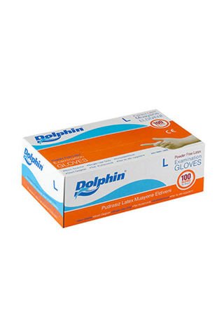 Dolphin Beyaz Lateks Eldiven Pudrasız L 100 Adet