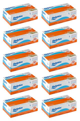 Dolphin Beyaz Lateks Eldiven Pudrasız L 100 Adet x 10 Paket