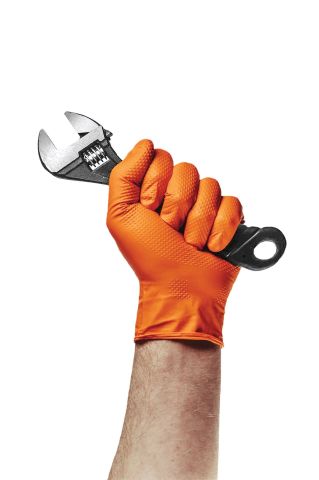Dolphin PowerGrip Ekstra Kalın Turuncu Nitril Eldiven Elmas Dokulu XL 50 Adet x 20 Paket - Koli