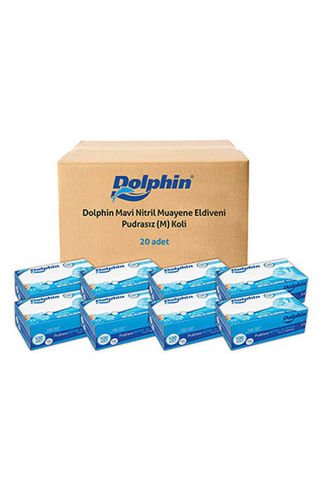 Dolphin Mavi Nitril Eldiven Pudrasız M 100 Adet x 20 Paket - Koli