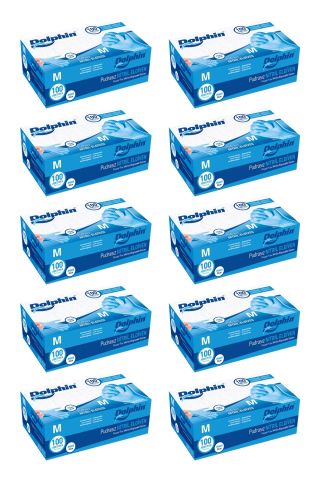 Dolphin Mavi Nitril Eldiven Pudrasız M 100 Adet x 10 Paket