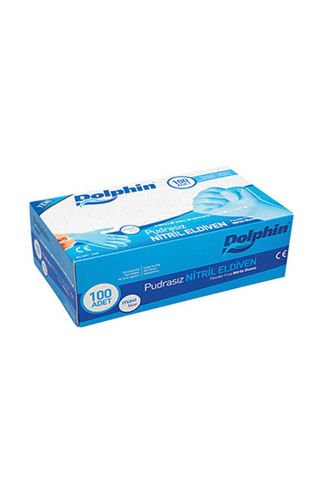 Dolphin Mavi Nitril Eldiven Pudrasız XL 100 Adet