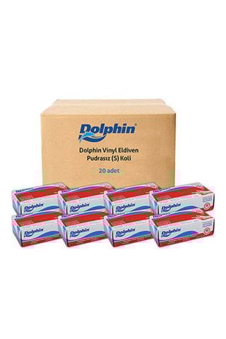 Dolphin Beyaz Vinil Eldiveni Pudrasız S 100 Adet x 20 Paket - Koli