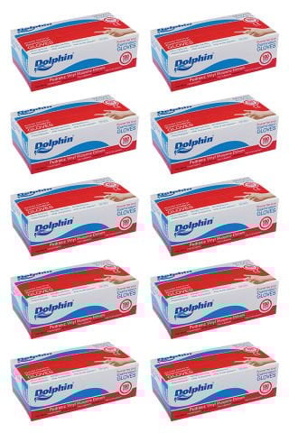 Dolphin Beyaz Vinil Eldiveni Pudrasız S 100 Adet x 10 Paket