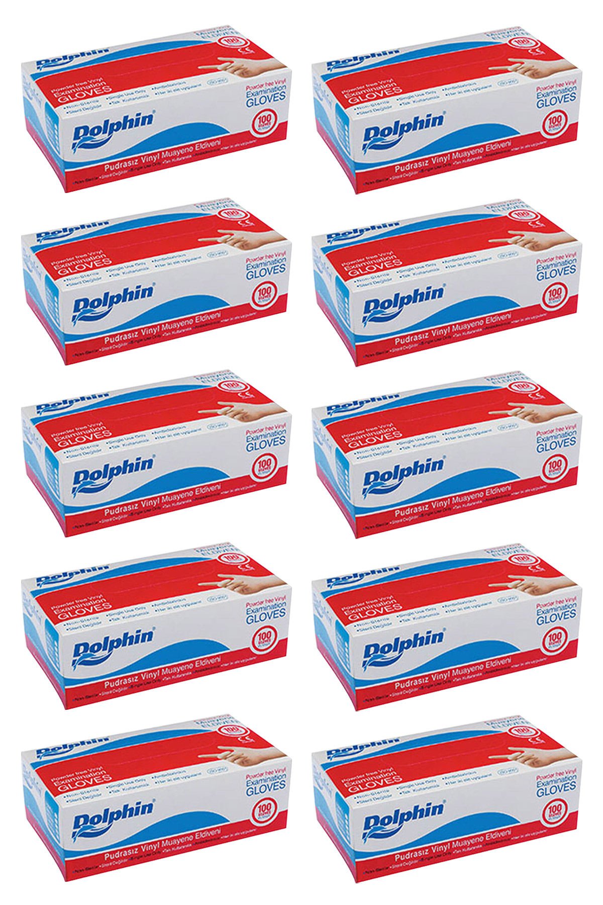 Dolphin Beyaz Vinil Eldiveni Pudrasız L 100 Adet x 10 Paket