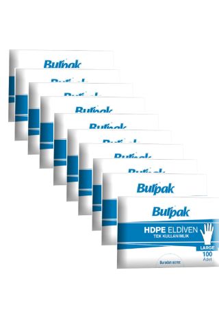 Burpak Şeffaf Eldiven HDPE L 100 Adet x 10 Paket